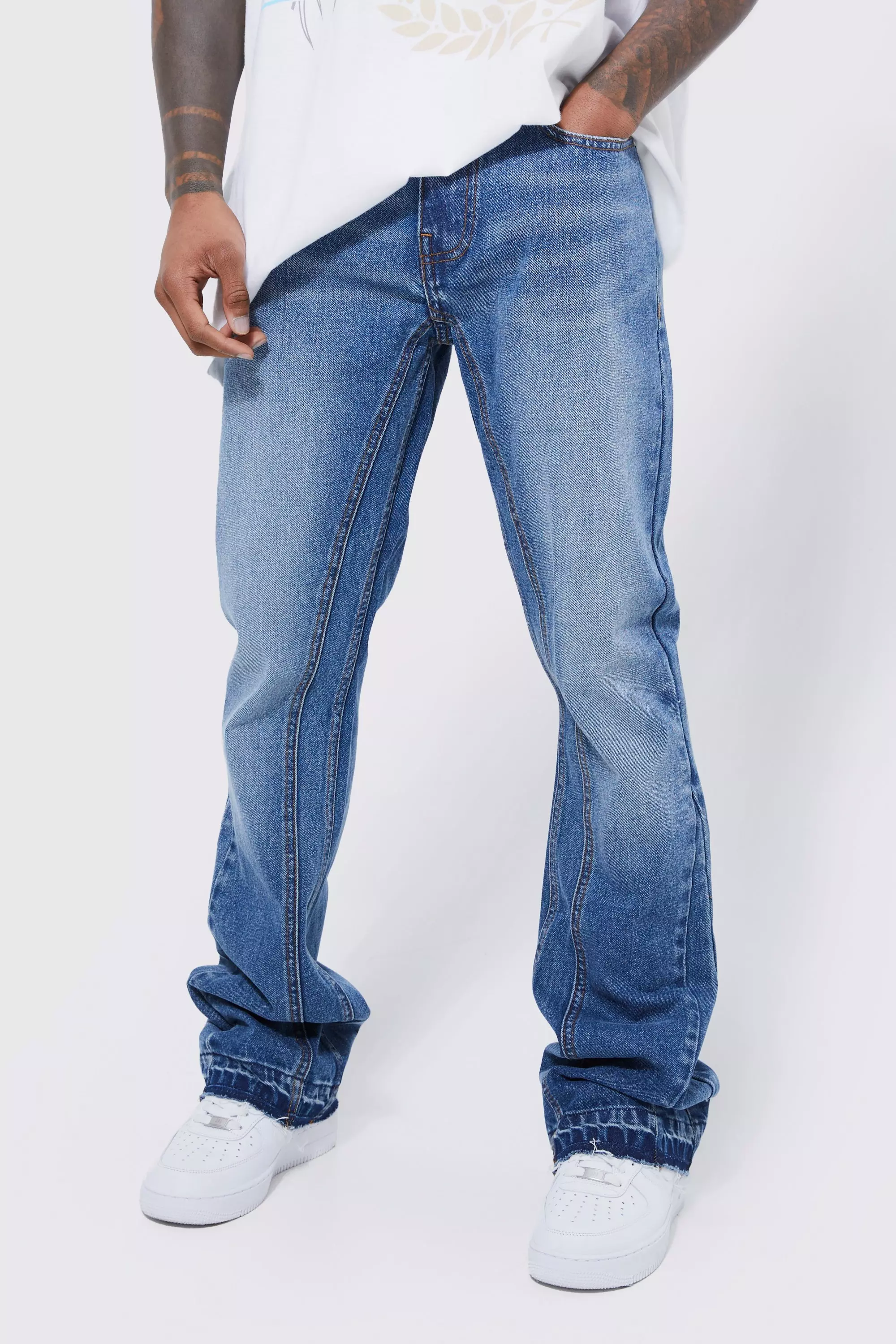 Mens skinny flare on sale jeans